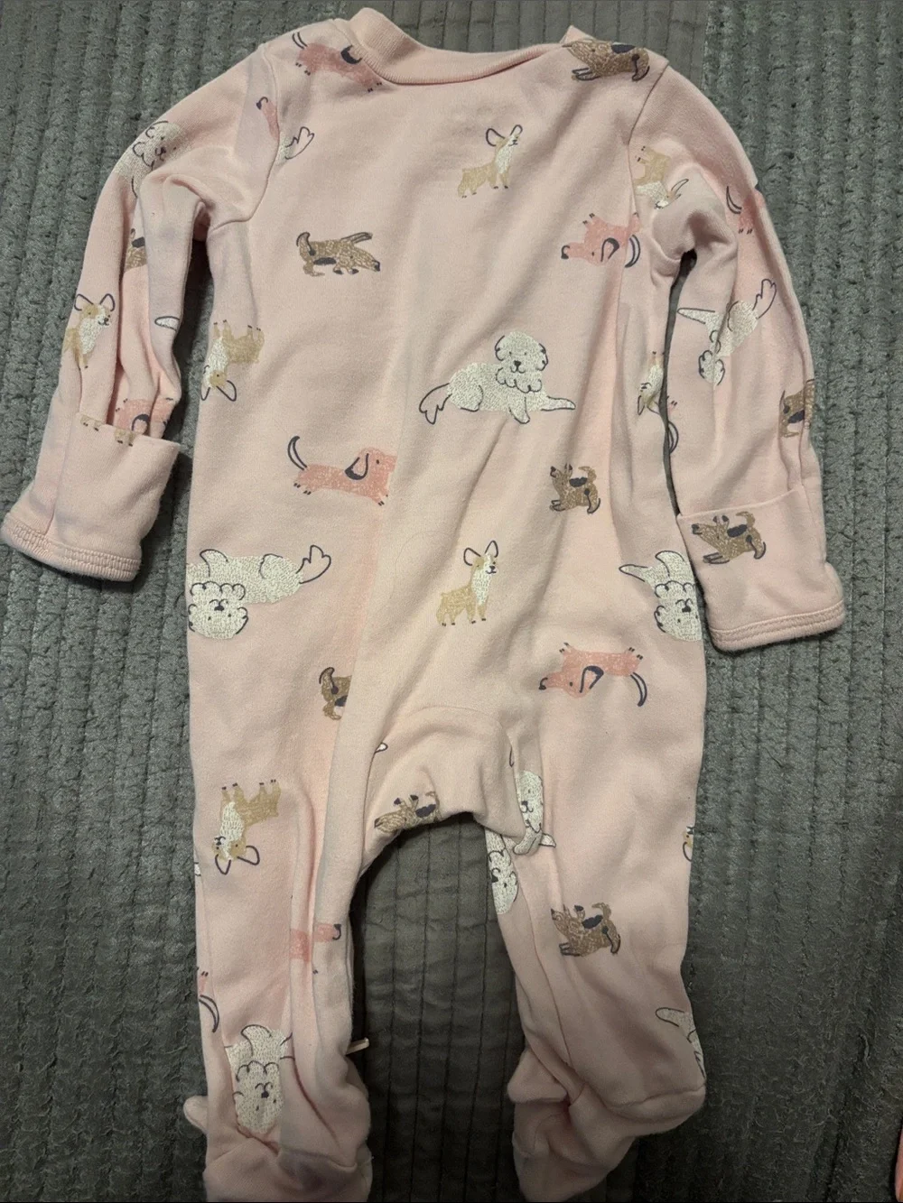 Carter's Coral Pink Baby Footed Pajama - Polka Dot Accent- Set of 3